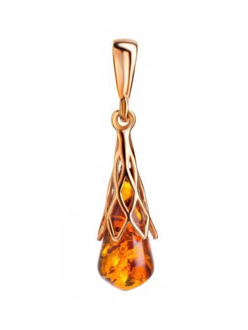 Drop Amber Pendant In Gold Plated Silver The Roxanne, image 