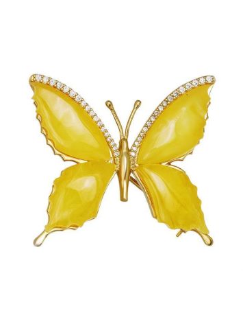 Butterfly Amber Brooch In Sterling Silver The April, image 