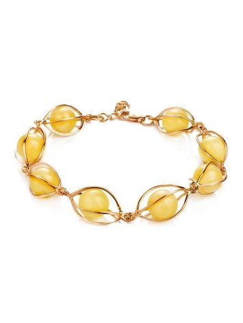 Gold Plated Bracelet With Honey Amber The Algeria, image 