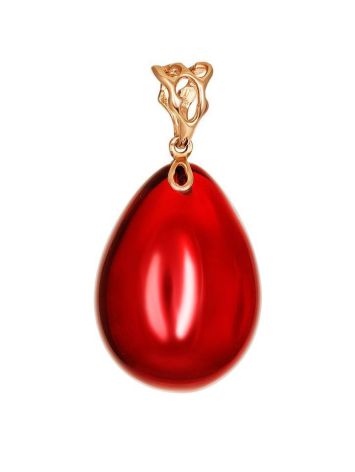Gold-Plated Amber Teardrop Pendant The Sangria, image 