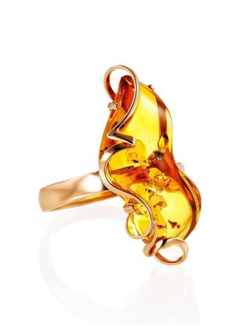 Handcrafted Amber Ring In Gold The Rialto, Ring Size: Adjustable, image 