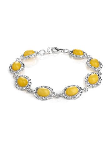 Bold Silver Bracelet With Honey Amber The Florence, image 