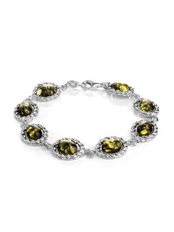 Fabulous Green Amber Bracelet In Sterling Silver The Florence, image 