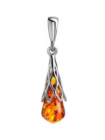 Cognac Amber Pendant In Sterling Silver The Roxanne, image 