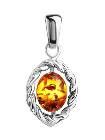 Classy Silver Pendant With Cognac Amber The Florence, image 