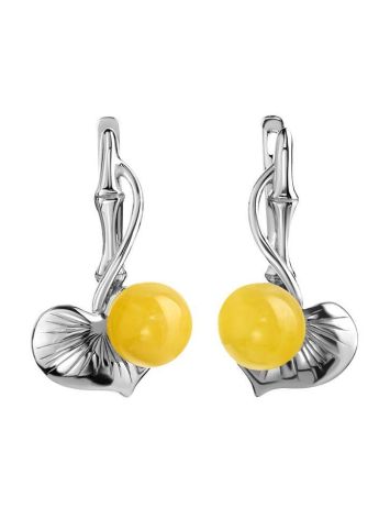 Honey Amber Earrings In Sterling Silver The Kalina, image 