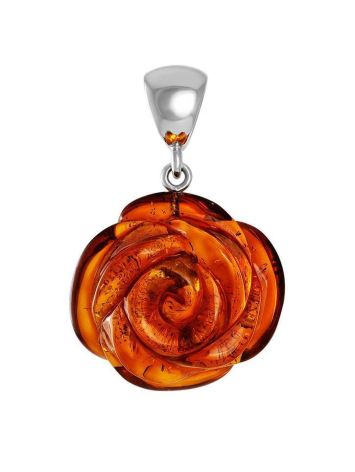 Handmade Amber Rose Pendant in Sterling Silver The Rose, image 