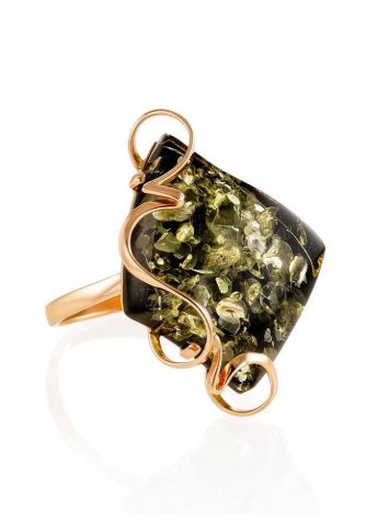 Handcrafted Amber Ring In Gold The Rialto, Ring Size: Adjustable, image 