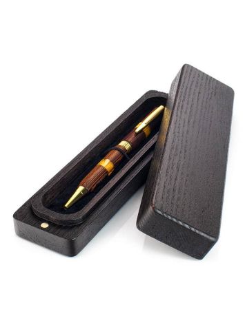 Wenge Wood and Baltic Amber Pen With Wooden Case, image 