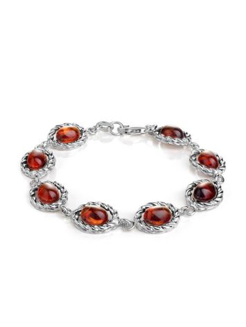 Refined Silver Link Bracelet With Cherry Amber The Florence, image 