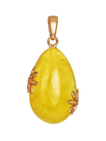 Honey Amber Teardrop Pendant In Gold-Plated Silver The Cascade, image 