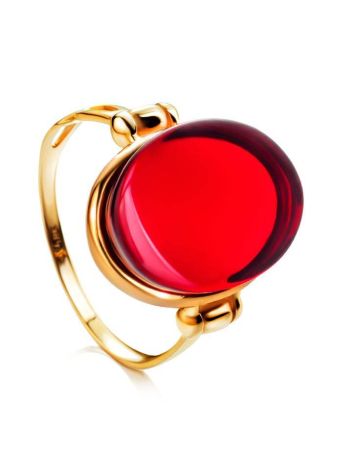 Red Amber Ring In Gold The Sangria, Ring Size: 7 / 17.5, image 