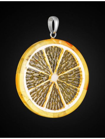 Round Amber Pendant In Sterling Silver The Orange, image , picture 3