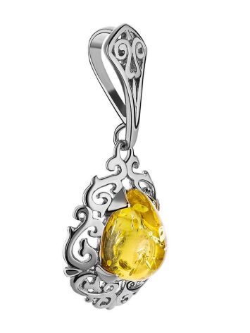 Filigree Silver Pendant With Lemon Amber The Luxor, image , picture 3