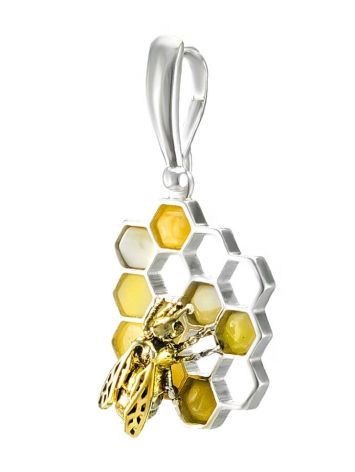 Designer Honey Amber Pendant In Silver The Bee, image , picture 2