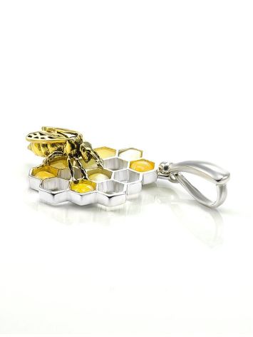 Designer Honey Amber Pendant In Silver The Bee, image , picture 3