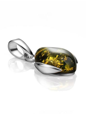 Charming Silver Pendant With Green Amber The Cat's Eye, image , picture 4