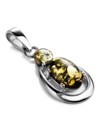 Green Amber Drop Pendant In Silver The Prussia, image , picture 3