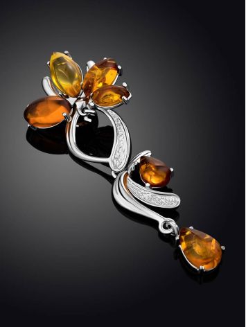 Lovely Floral Amber Pendant In Silver The Verbena, image , picture 2