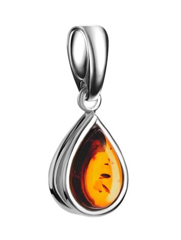Cute Teardrop Silver Pendant With Amber The Fiori, image , picture 3