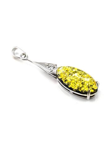 Refined Silver Pendant With Green Amber And Crystals The Penelope, image , picture 3