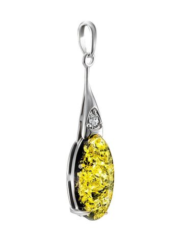 Refined Silver Pendant With Green Amber And Crystals The Penelope, image , picture 4