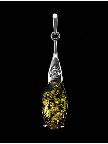 Refined Silver Pendant With Green Amber And Crystals The Penelope, image , picture 5