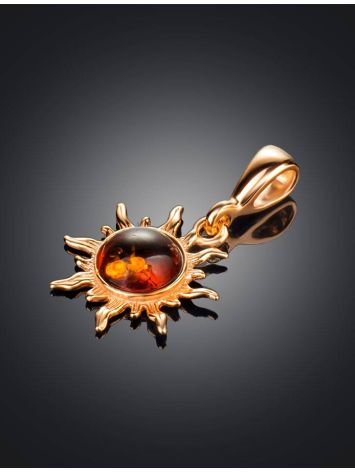 Charming Gold-Plated Pendant With Cognac Amber The Helios, image , picture 2