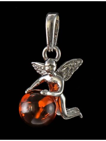 Sterling Silver Pendant With Cognac Amber The Angel, image , picture 3