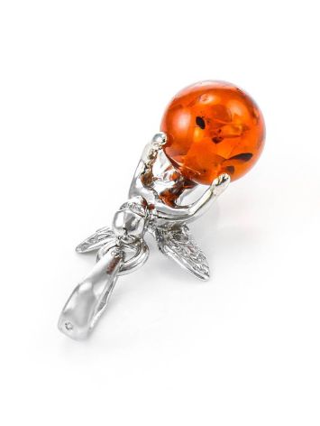 Sterling Silver Pendant With Cognac Amber The Angel, image , picture 5