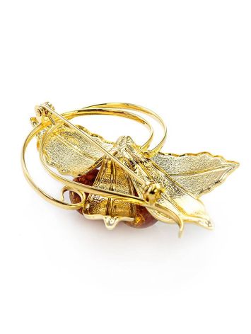 Gold-Plated Brooch With Cognac Amber And Enamel The Beoluna, image , picture 6