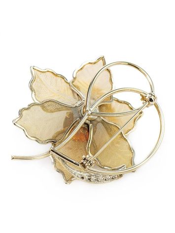 Gold-Plated Brooch With Cognac Amber And Crystals The Beoluna, image , picture 5