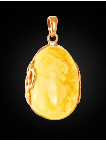 Classic Oval Amber Pendant In Gold-Plated Silver The Cascade, image , picture 2