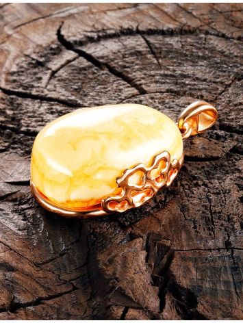 Classic Oval Amber Pendant In Gold-Plated Silver The Cascade, image , picture 3