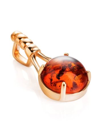 Classy Cognac Amber Pendant In Gold Plated Silver The Shanghai, image , picture 5