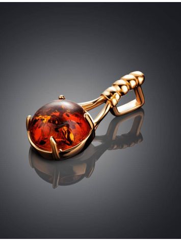 Classy Cognac Amber Pendant In Gold Plated Silver The Shanghai, image , picture 2