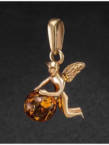 Gold-Plated Pendant With Cognac Amber The Angel, image , picture 2