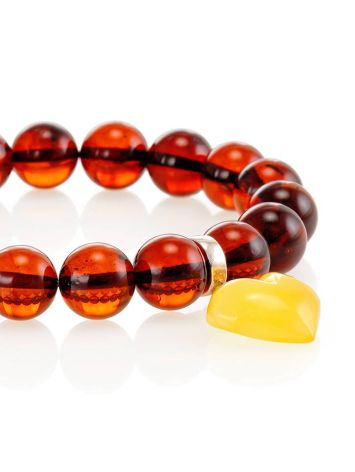 Amber Beaded Bracelet With Heart Shaped Dangle, image , picture 3