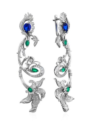 Orchid Design Silver Spinel Chrysoprase Earrings, image 