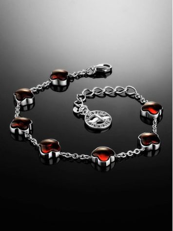 Stylish Silver Amber Chain Bracelet The Monaco, Length: 17, image , picture 2