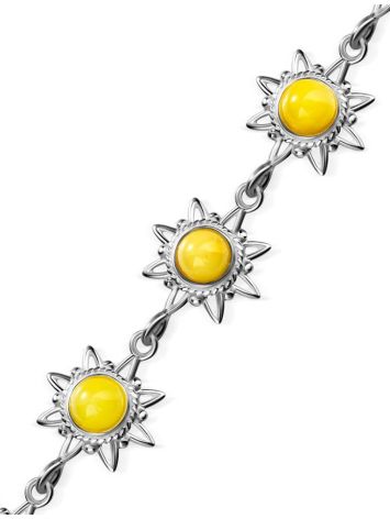 Silver Link Bracelet With Honey Amber The Helios, image , picture 4