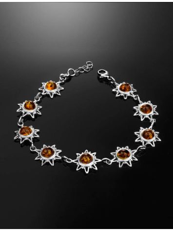Sterling Silver Bracelet With Cognac Amber The Helios, image , picture 2