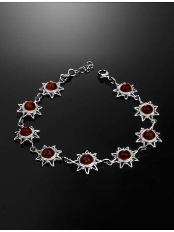 Silver Link Bracelet With Cherry Amber The Helios, image , picture 2