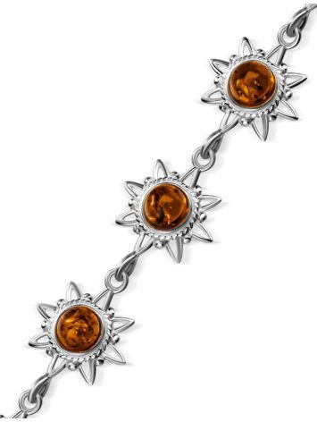 Sterling Silver Bracelet With Cognac Amber The Helios, image , picture 4