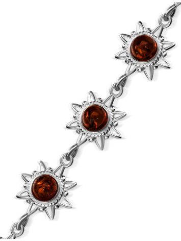Silver Link Bracelet With Cherry Amber The Helios, image , picture 4