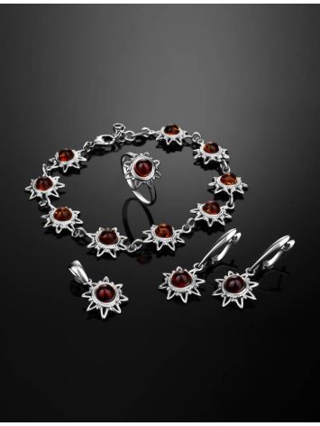 Silver Link Bracelet With Cherry Amber The Helios, image , picture 5