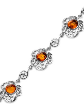 Filigree Silver Bracelet With Cognac Amber The Tivoli, image , picture 3