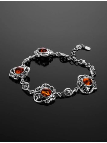 Filigree Silver Bracelet With Cognac Amber The Tivoli, image , picture 2
