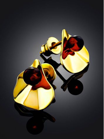 Gilded Silver Amber Stud Earrings The Palazzo, image , picture 2
