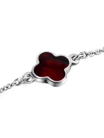 Thin Silver Chain Bracelet With Cherry Amber The Monaco, image , picture 3